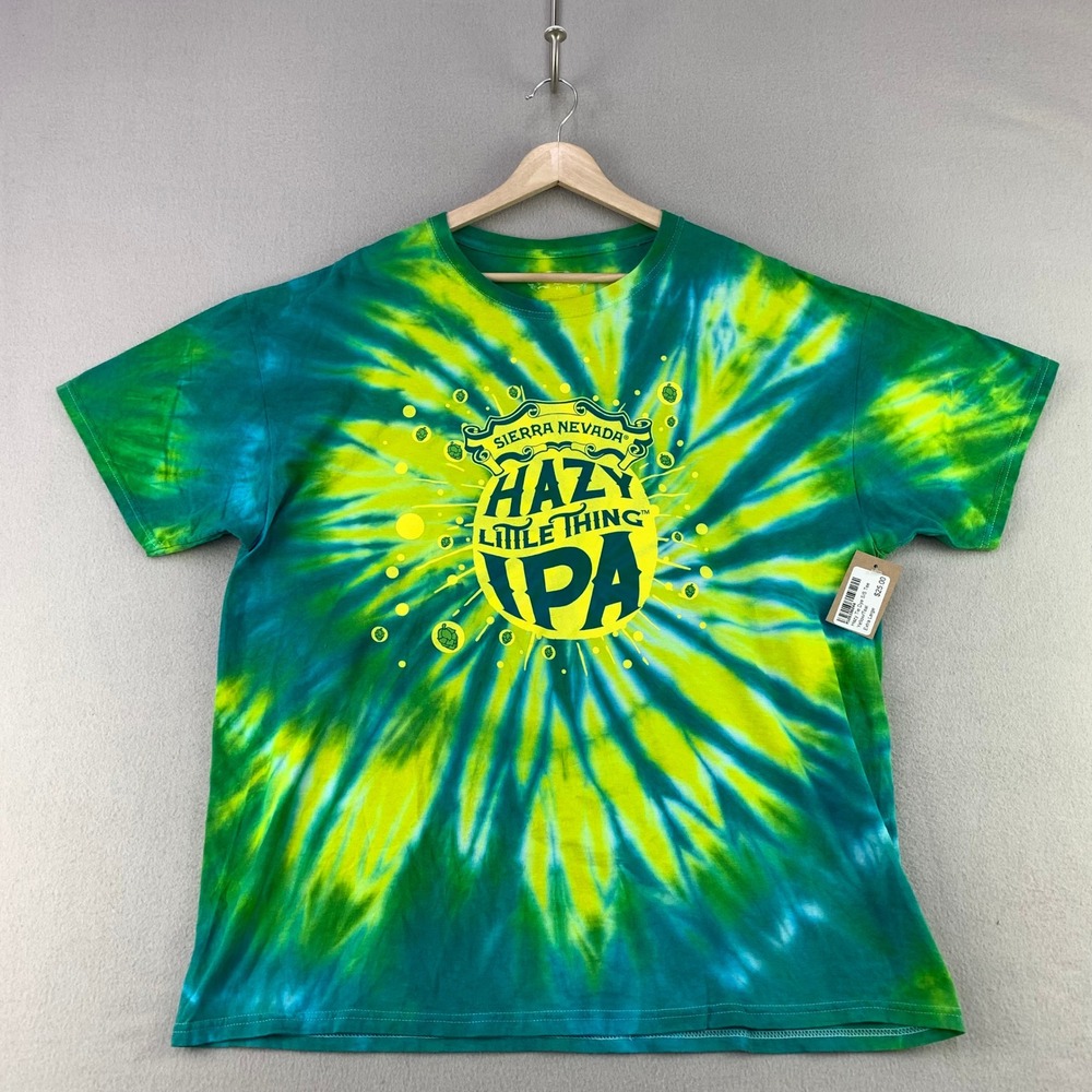 Sierra Nevada Hazy Little Thing IPA T-Shirt Mens XL Green Yellow Tie Dye NWT